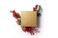 Christmas and new year composition. Creative layout made of gold paper blank on white background Royalty Free Stock Photo