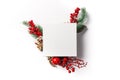 Christmas and new year composition. Creative layout made of paper blank on white background Royalty Free Stock Photo