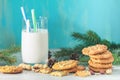 Christmas and New Year composition with delicious peanut cookies
