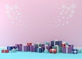 Christmas and New Year concept interior pink room background. wi