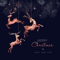 Christmas and New Year copper low poly deer card Royalty Free Stock Photo