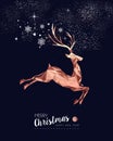 Christmas and New Year copper low poly deer card Royalty Free Stock Photo