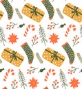 Christmas New Year cozy seamless vector pattern