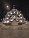 Christmas New Year decor in North River port park Moscow, Russia