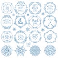 Christmas,New year decor.Winter circle frames set Royalty Free Stock Photo