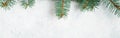 Christmas or New Year decoration background: tree branches, colorful glass balls and glittering stars, top view, copy space Royalty Free Stock Photo