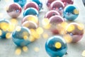 Christmas new year decoration balls baubles with bokeh lights Royalty Free Stock Photo