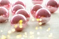Christmas new year decoration balls baubles with bokeh lights Royalty Free Stock Photo