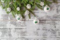 Christmas and New Year Decoration over white wood background. B Royalty Free Stock Photo