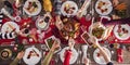 Christmas new year dinner group concept Royalty Free Stock Photo