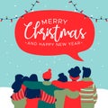 Christmas and New Year diverse people group card Royalty Free Stock Photo