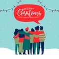 Christmas and New Year diverse people group card Royalty Free Stock Photo