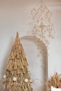 Christmas new year eco tree from wheat and rye ears and other craftmade decoration