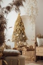 Christmas new year eco tree from wheat and rye ears and other craftmade decoration