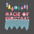 Christmas and New Year elements with lettering. Vector flat design with texture Royalty Free Stock Photo