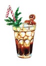 Christmas New Year Eye Holiday Winter Soda Cola Long Island Iced Tea Cocktail Party Hand Drawn Food Illustration