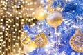 Christmas and new year festival with golden bokeh as background