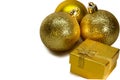 Christmas and New Year. festive decoration, gold balls