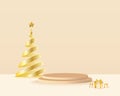Christmas and New Year festive gold round podium and gift box for winter Royalty Free Stock Photo