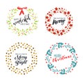 Christmas and New Year flat design badges and elements Royalty Free Stock Photo