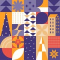 Christmas and New Year flat ornamental design. Winter tile pattern. Christmas symbols. Holiday geometric background