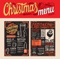 Christmas and New Year food menu template for restaurant. Vector illustration for holiday dinner with lettering Royalty Free Stock Photo