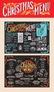 Christmas and New Year food menu template for restaurant. Vector illustration for holiday with hand-drawn lettering. Royalty Free Stock Photo