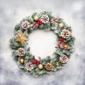 Christmas or New Year frame flat composition with green snow fir Royalty Free Stock Photo