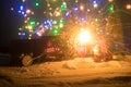 Image of a time bomb against dark background. Timer counting down to detonation illuminated in a shaft light shining through the Royalty Free Stock Photo