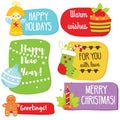 Christmas and New Year gift and greeting tags with traditional seasonal warm wishes