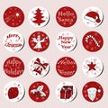 Christmas and New Year gift round stickers. Christmas labels.