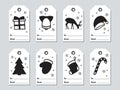 Christmas and New Year gift tags. Cards xmas set. Hand drawn elements. Collection of holiday paper label in black and Royalty Free Stock Photo