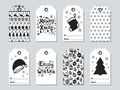 Christmas and New Year gift tags. Cards xmas set. Hand drawn elements. Collection of holiday paper label in black and Royalty Free Stock Photo