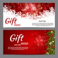 Christmas and New Year Gift Voucher, Discount Coupon Template Vector Illustration Royalty Free Stock Photo