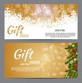 Christmas and New Year Gift Voucher, Discount Coupon Template Vector Illustration Royalty Free Stock Photo