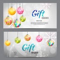 Christmas and New Year Gift Voucher, Discount Coupon Template Vector Illustration Royalty Free Stock Photo