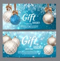 Christmas and New Year Gift Voucher, Discount Coupon Template Vector Illustration Royalty Free Stock Photo