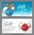 Christmas and New Year Gift Voucher, Discount Coupon Template Vector Illustration Royalty Free Stock Photo