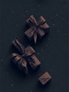 Christmas new year gifts on a black background. luxury goods. AI Generated Royalty Free Stock Photo