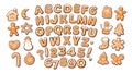 Christmas and New Year gingerbread alphabet and cute traditional holiday cookies Royalty Free Stock Photo