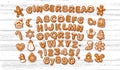 Christmas and New Year gingerbread alphabet letters and numbers and cute traditional holiday cookies