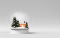 Christmas New Year Glass Sphere Snow Tree 3d White Royalty Free Stock Photo