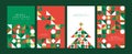 Christmas New Year gold abstract mosaic card set Royalty Free Stock Photo