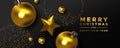 Christmas New Year gold black 3d ornament card Royalty Free Stock Photo