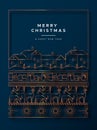 Christmas New Year gold copper card of winter city Royalty Free Stock Photo