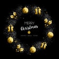 Christmas and New Year gold holiday wreath Royalty Free Stock Photo