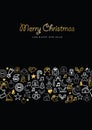 Christmas and new year gold icon set card pattern Royalty Free Stock Photo