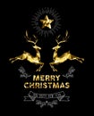 Christmas new year gold label elegant deer holiday Royalty Free Stock Photo