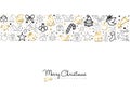 Christmas and new year gold line art greeting card Royalty Free Stock Photo