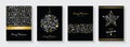 Christmas and new year gold line icon card set Royalty Free Stock Photo